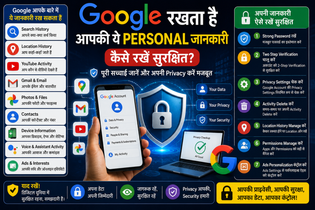 Google Personal जानकारी और Data Security Privacy Tips